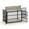 Furniture style dog crate wrought iron frame door with side openings, Grey, 38.4''W x 27.7''D x 30.2''H.