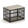 Furniture style dog crate wrought iron frame door with side openings, Grey, 38.4''W x 27.7''D x 30.2''H.