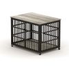 Furniture style dog crate wrought iron frame door with side openings, Grey, 38.4''W x 27.7''D x 30.2''H.