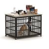Furniture style dog crate wrought iron frame door with side openings, Grey, 38.4''W x 27.7''D x 30.2''H.