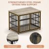 Furniture style dog crate wrought iron frame door with side openings, Grey, 38.4''W x 27.7''D x 30.2''H.