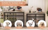 Furniture style dog crate wrought iron frame door with side openings, Grey, 38.4''W x 27.7''D x 30.2''H.