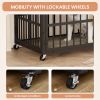 Furniture style dog crate wrought iron frame door with side openings, Grey, 38.4''W x 27.7''D x 30.2''H.