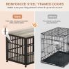 Furniture style dog crate wrought iron frame door with side openings, Grey, 38.4''W x 27.7''D x 30.2''H.