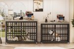 Furniture style dog crate wrought iron frame door with side openings, Grey, 38.4''W x 27.7''D x 30.2''H.