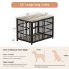 Furniture style dog crate wrought iron frame door with side openings, Grey, 38.4''W x 27.7''D x 30.2''H.